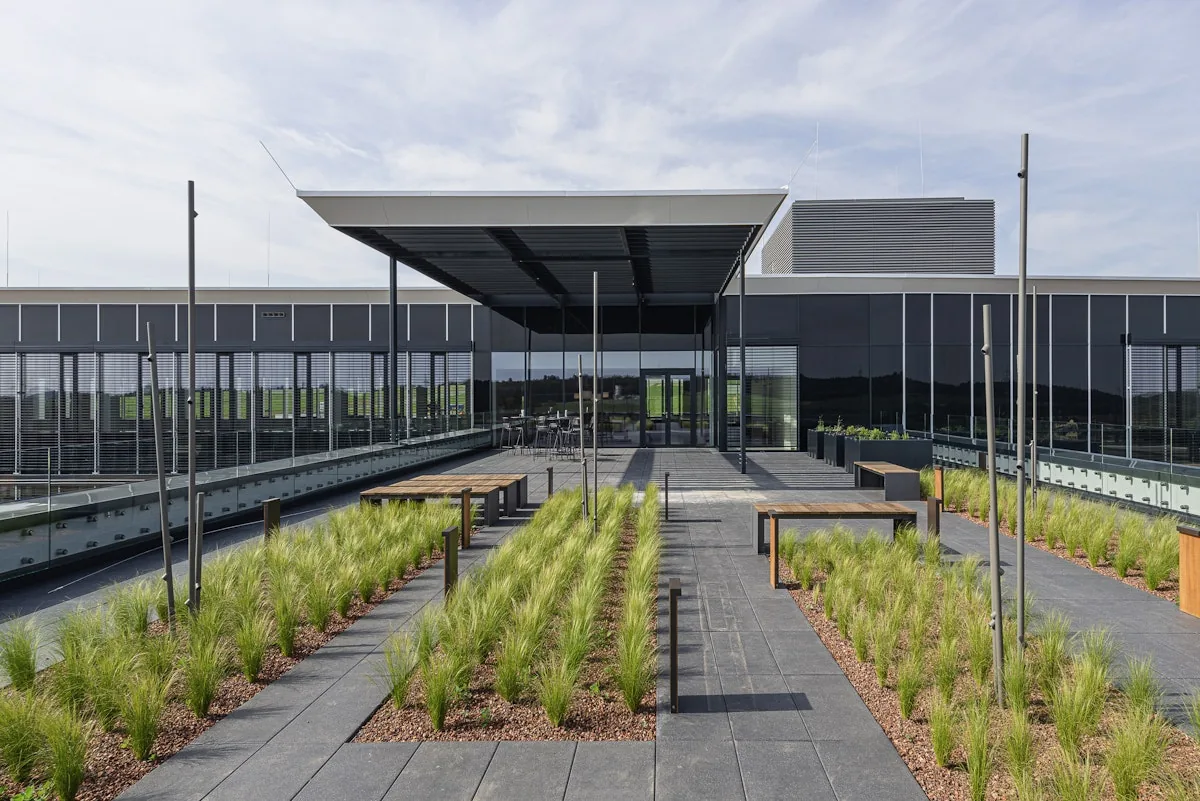 Ringana sustainable production campus interior in Austria